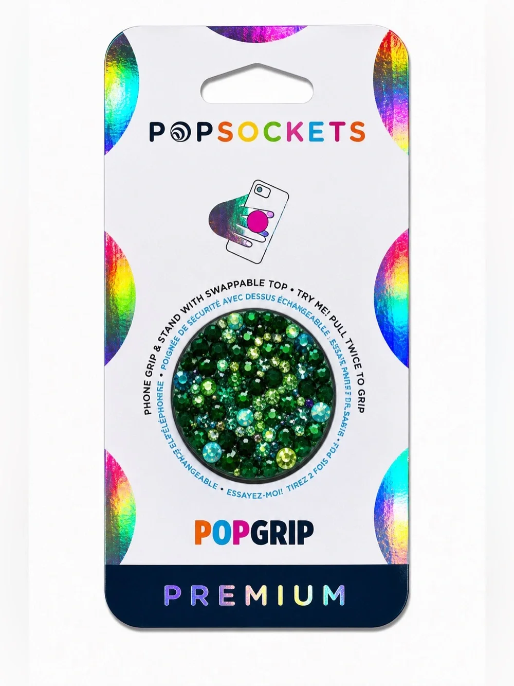 Emerald Green Peridot & Iridescent Luxe Crystals PopSocket Phone Holder Grip New